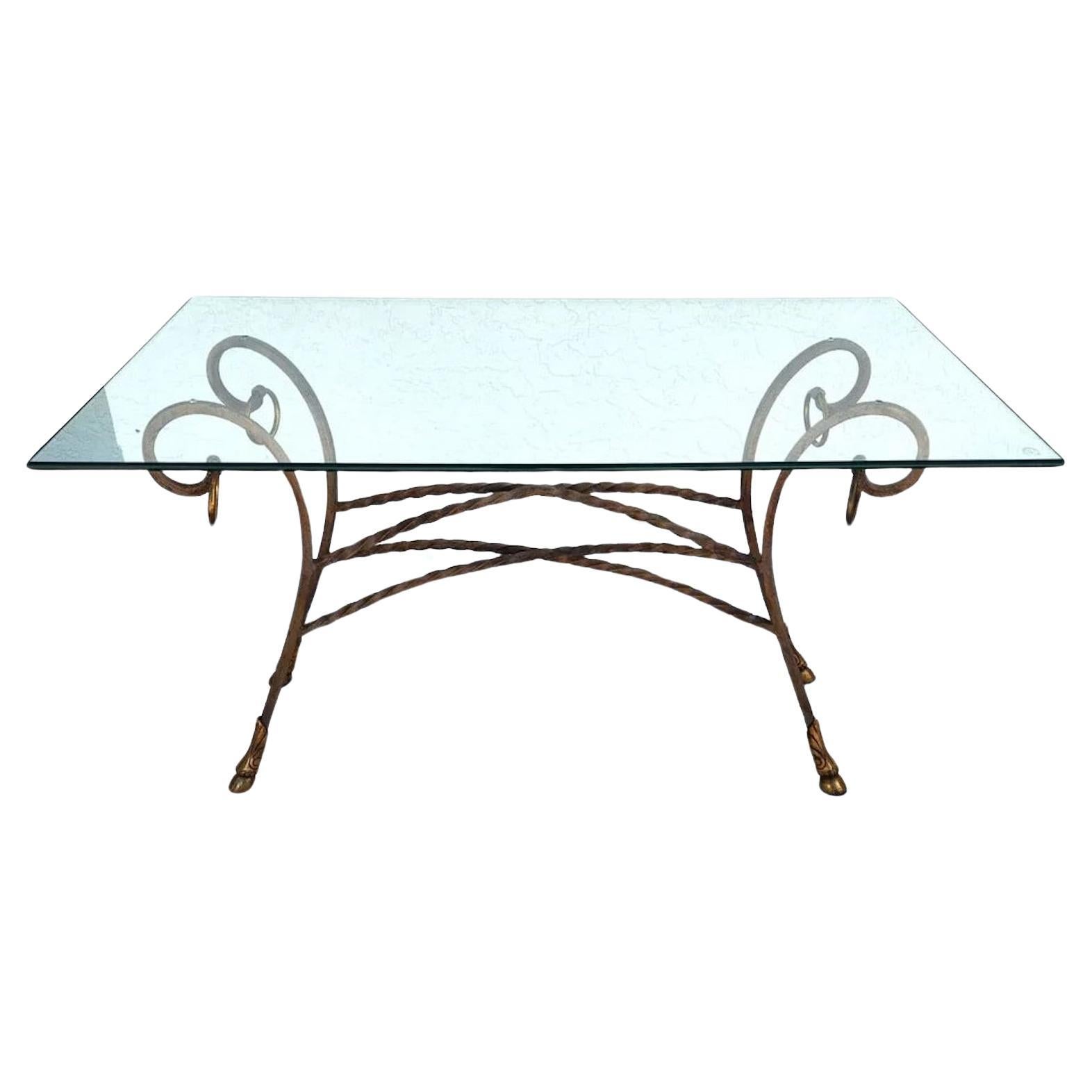 Italian Hoof Footed Iron Console Sofa Table For Sale