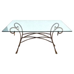 Vintage Italian Hoof Footed Iron Console Sofa Table