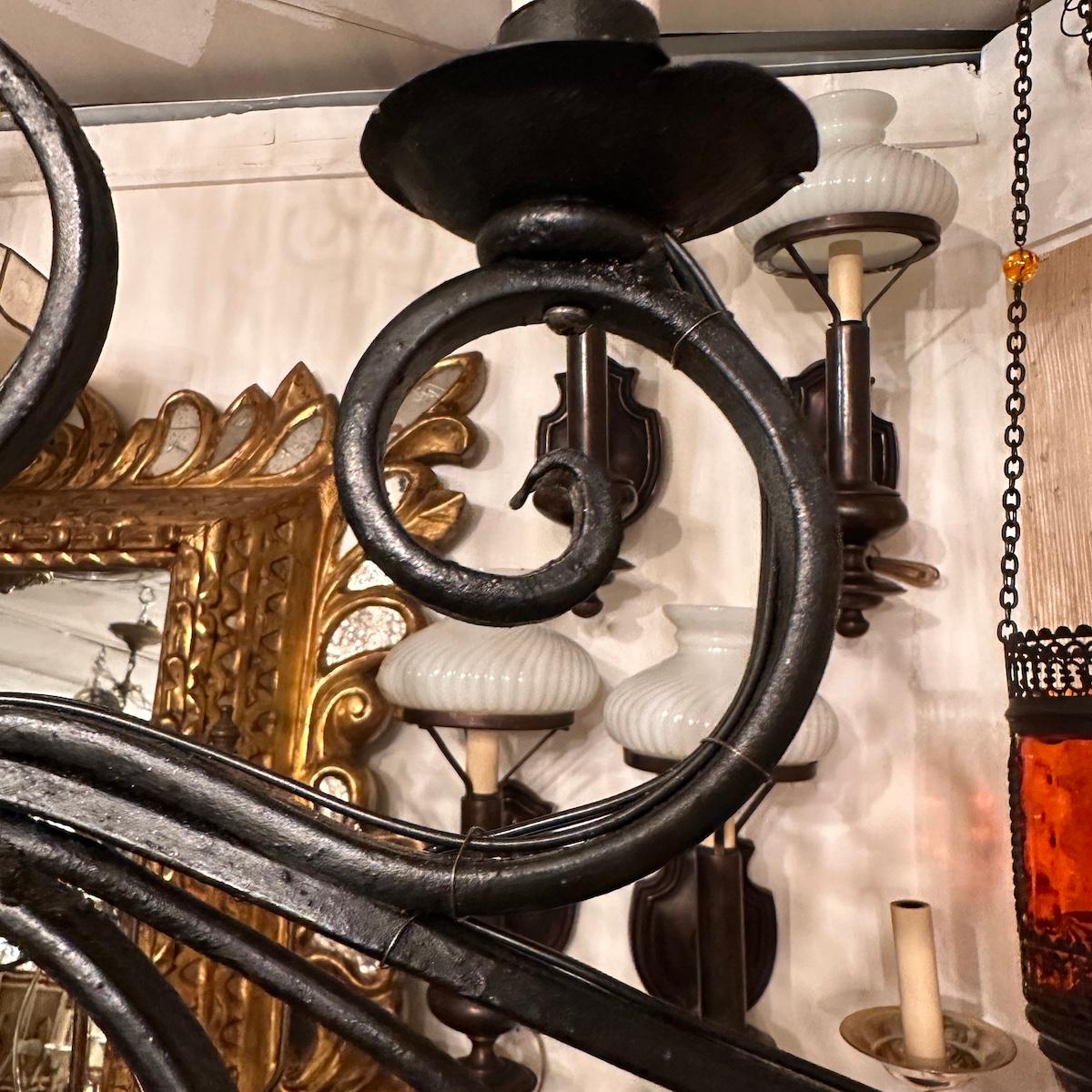 Italian Horizontal Iron Chandelier For Sale 1