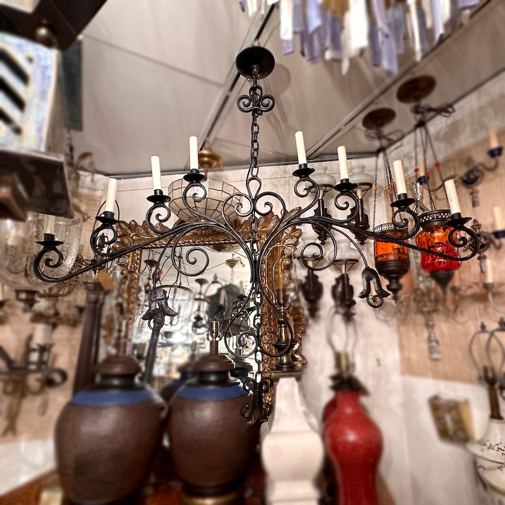 Italian Horizontal Iron Chandelier For Sale 4