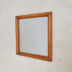 Italian Horizontal Rectangular Wall Mirror with Chamfered Wood Frame, 1950s