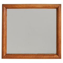 Italian Horizontal Rectangular Wall Mirror with Chamfered Wood Frame, 1950s