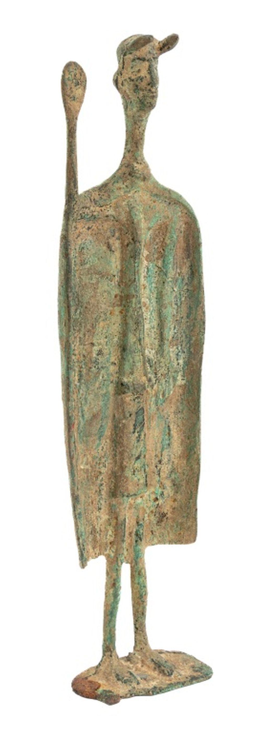 Moderne Figure italienne à cornes Bronze patiné vert-de-gris en vente