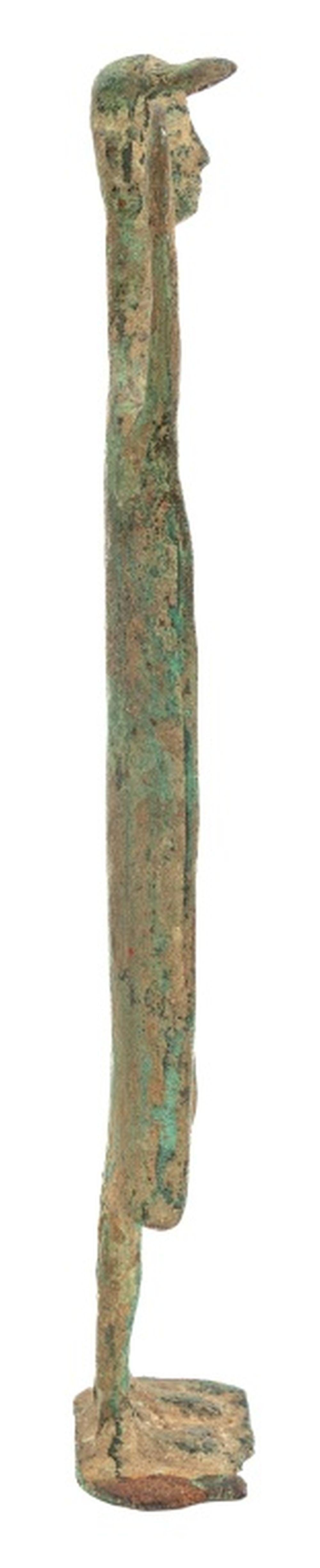 Patiné Figure italienne à cornes Bronze patiné vert-de-gris en vente