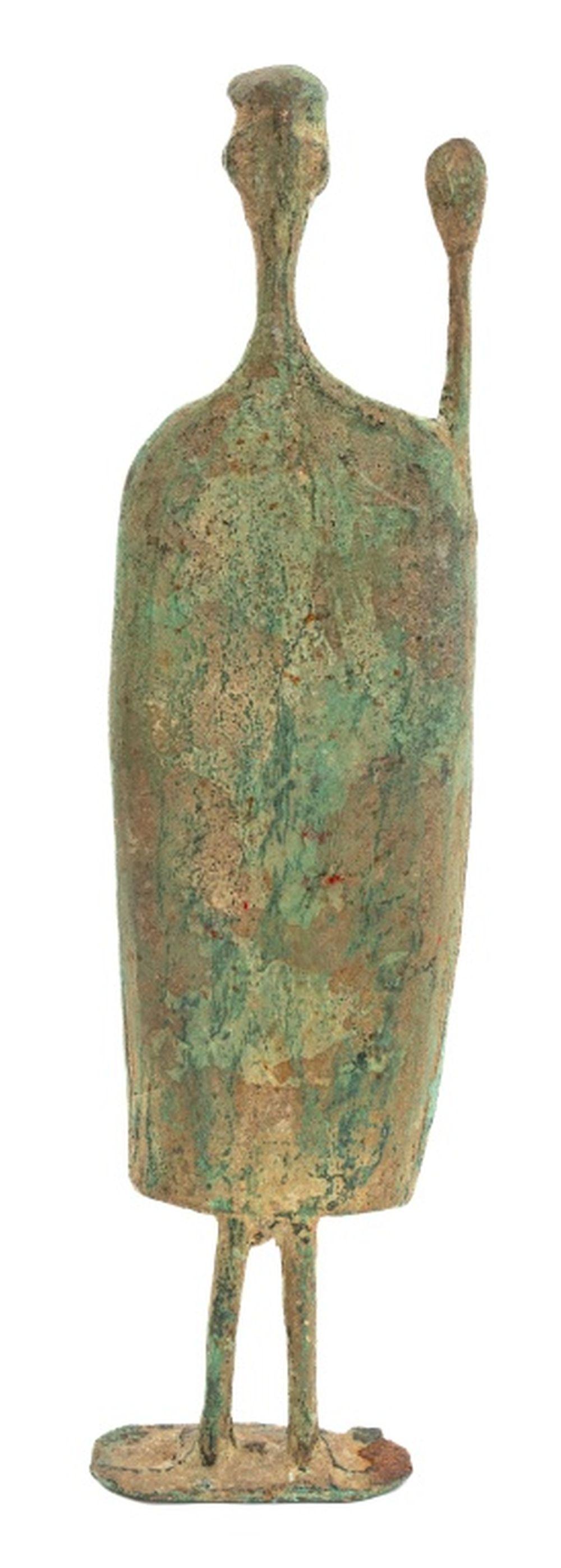 Figure italienne à cornes Bronze patiné vert-de-gris Bon état - En vente à Astoria, NY