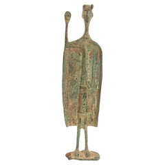 Figure italienne à cornes Bronze patiné vert-de-gris
