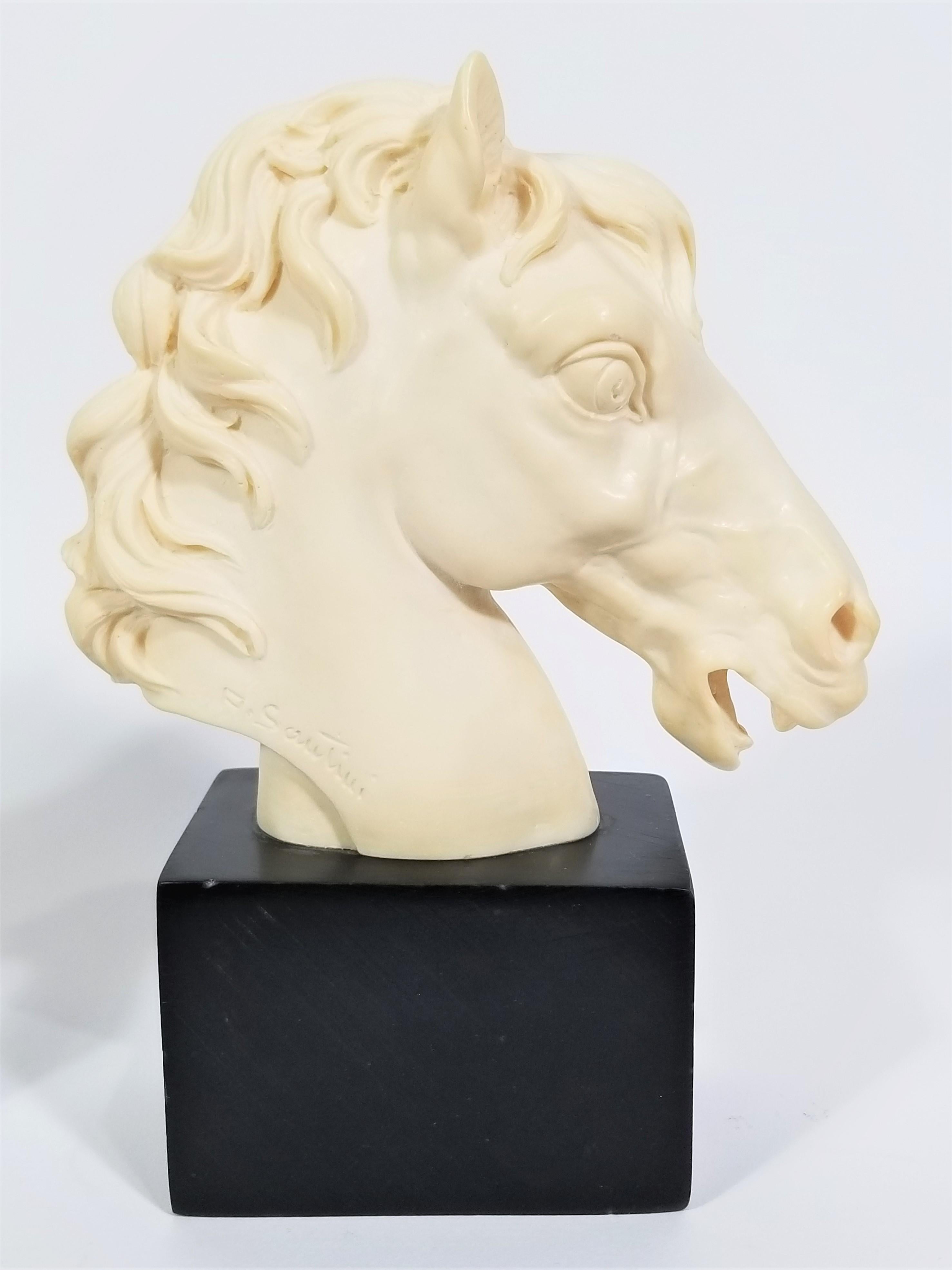 Italian Horse Bookends Artist Signed A. Santini Mid Century Made in Italy In Excellent Condition In New York, NY
