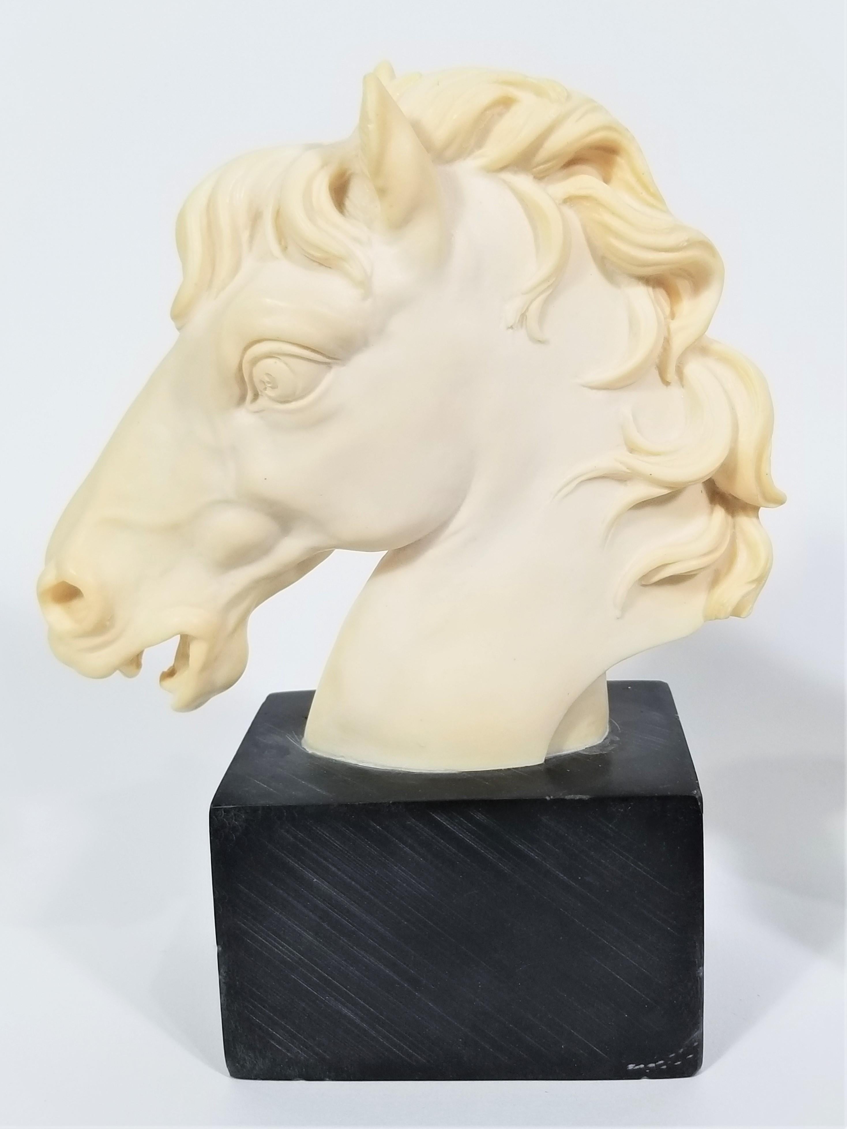 20th Century Italian Horse Bookends Artist Signed A. Santini Mid Century Made in Italy