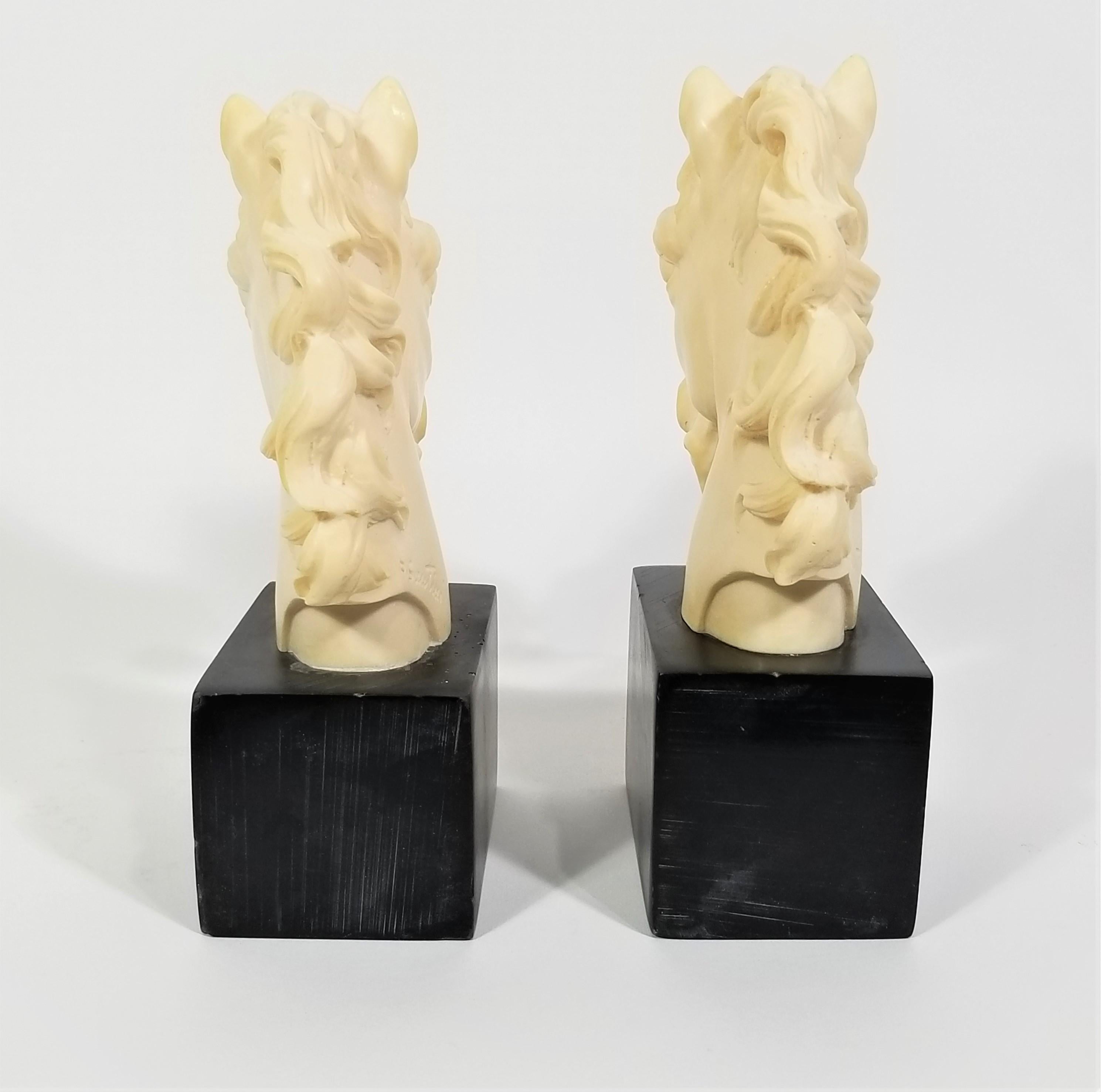 Italian Horse Bookends Artist Signed A. Santini Mid Century Made in Italy 1
