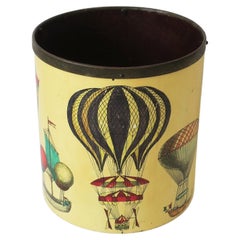 Fornasetti Italian Wastebasket Trash Can Hot Air Balloons, circa 1950s