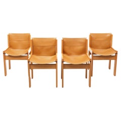 Italian Ibisco Leather dining chairs  1970s 