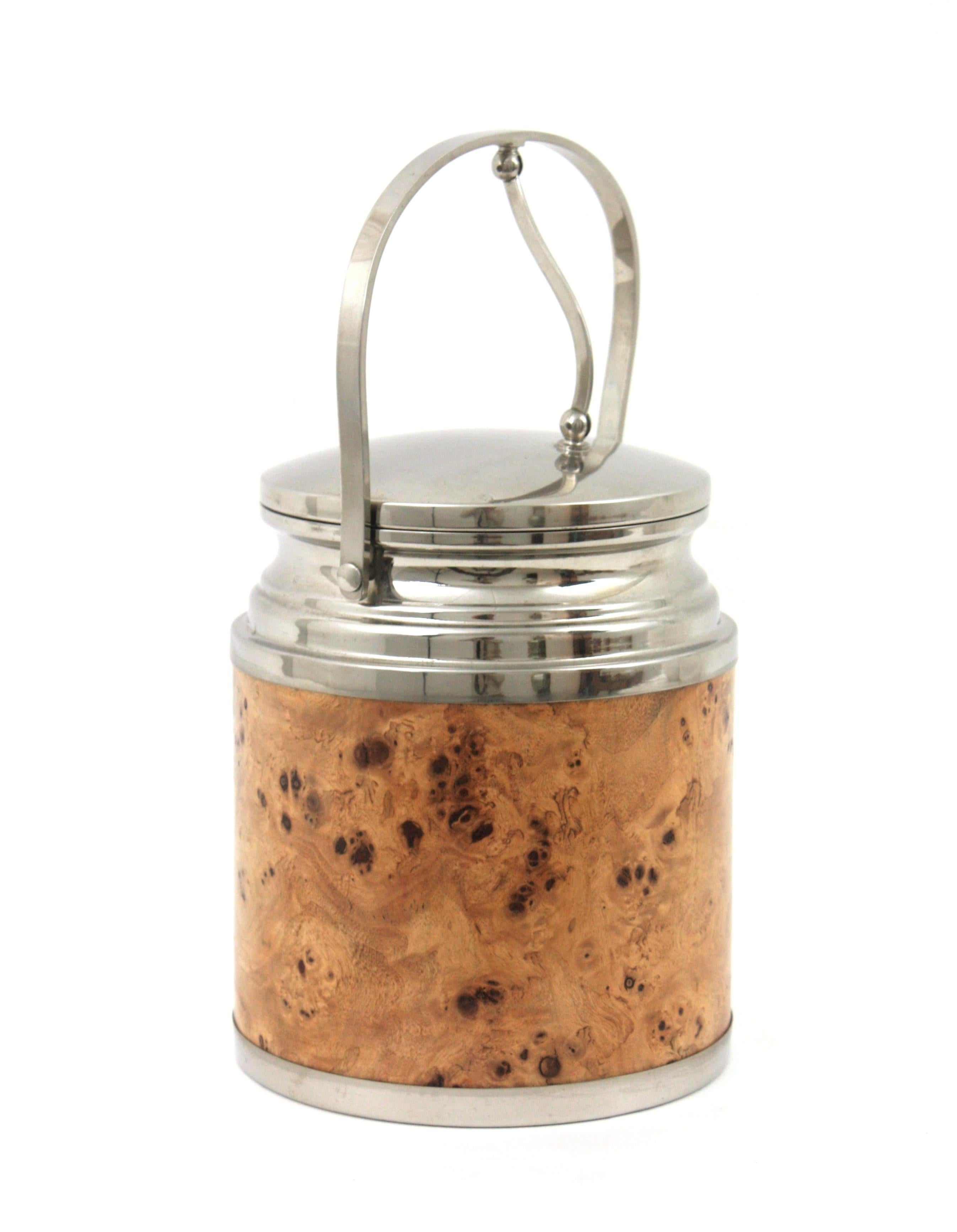 XX secolo Secchiello refrigerante per vino italiano in Wood Wood e cromo in vendita