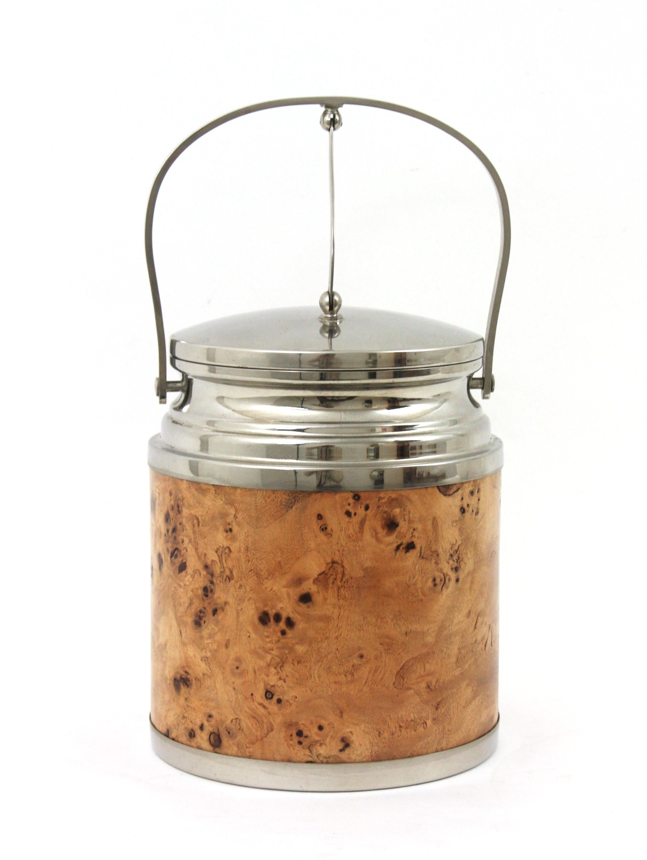Metallo Secchiello refrigerante per vino italiano in Wood Wood e cromo in vendita