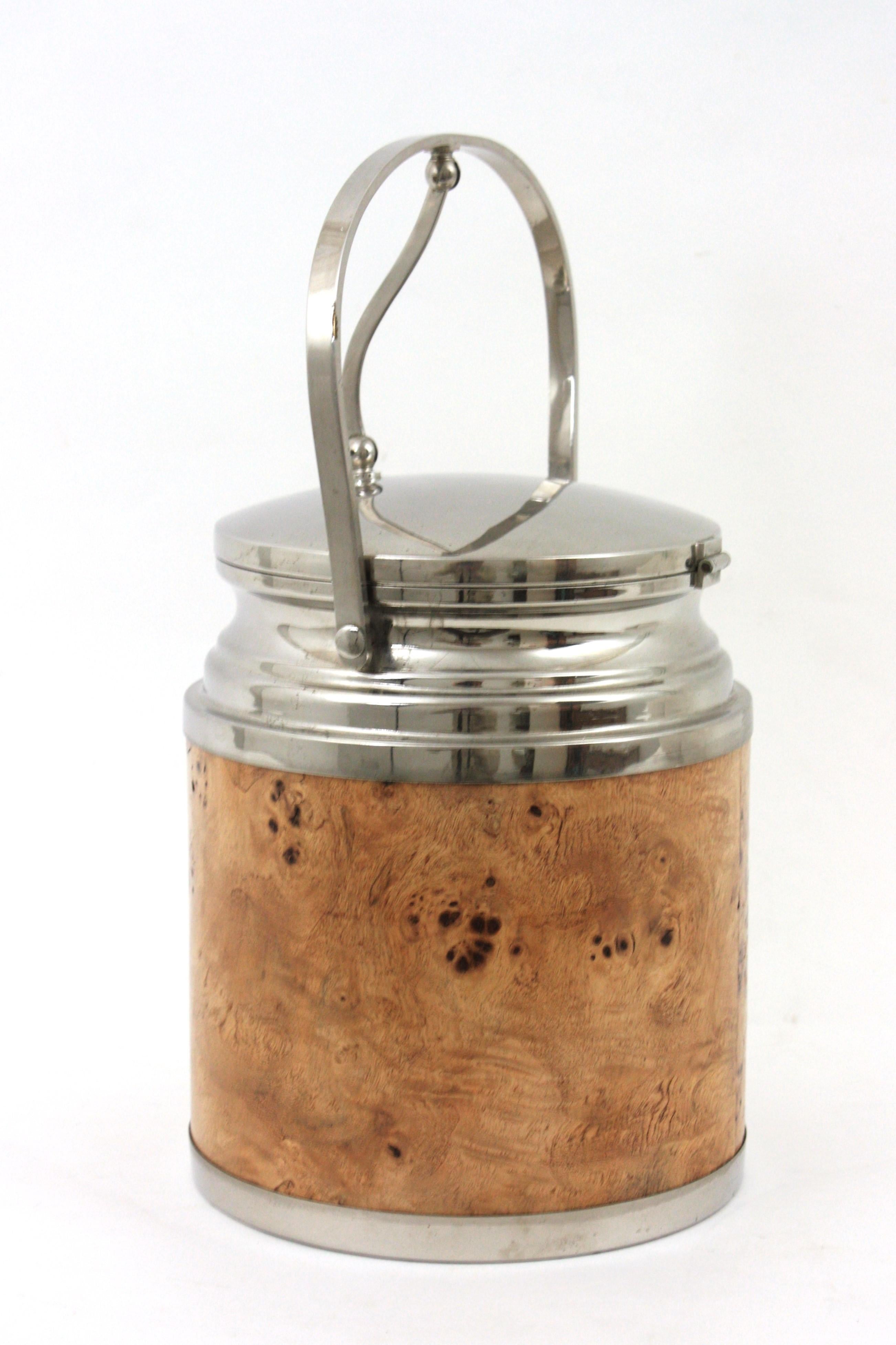 Secchiello refrigerante per vino italiano in Wood Wood e cromo in vendita 1