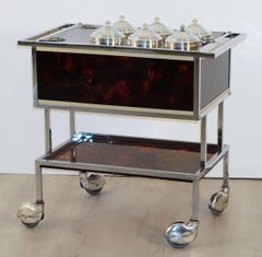 Italian Ice Cream Cart of Chrome and Faux Tortoise