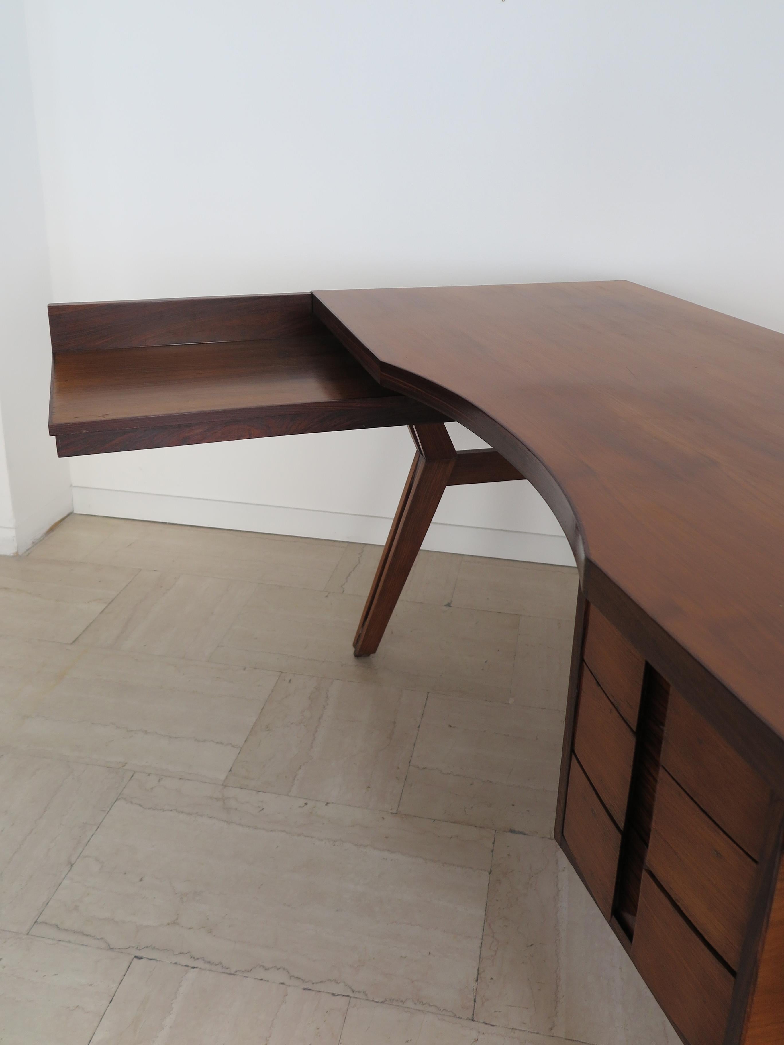 Italian Ico Parisi Midcentury Dark Wood Desk 