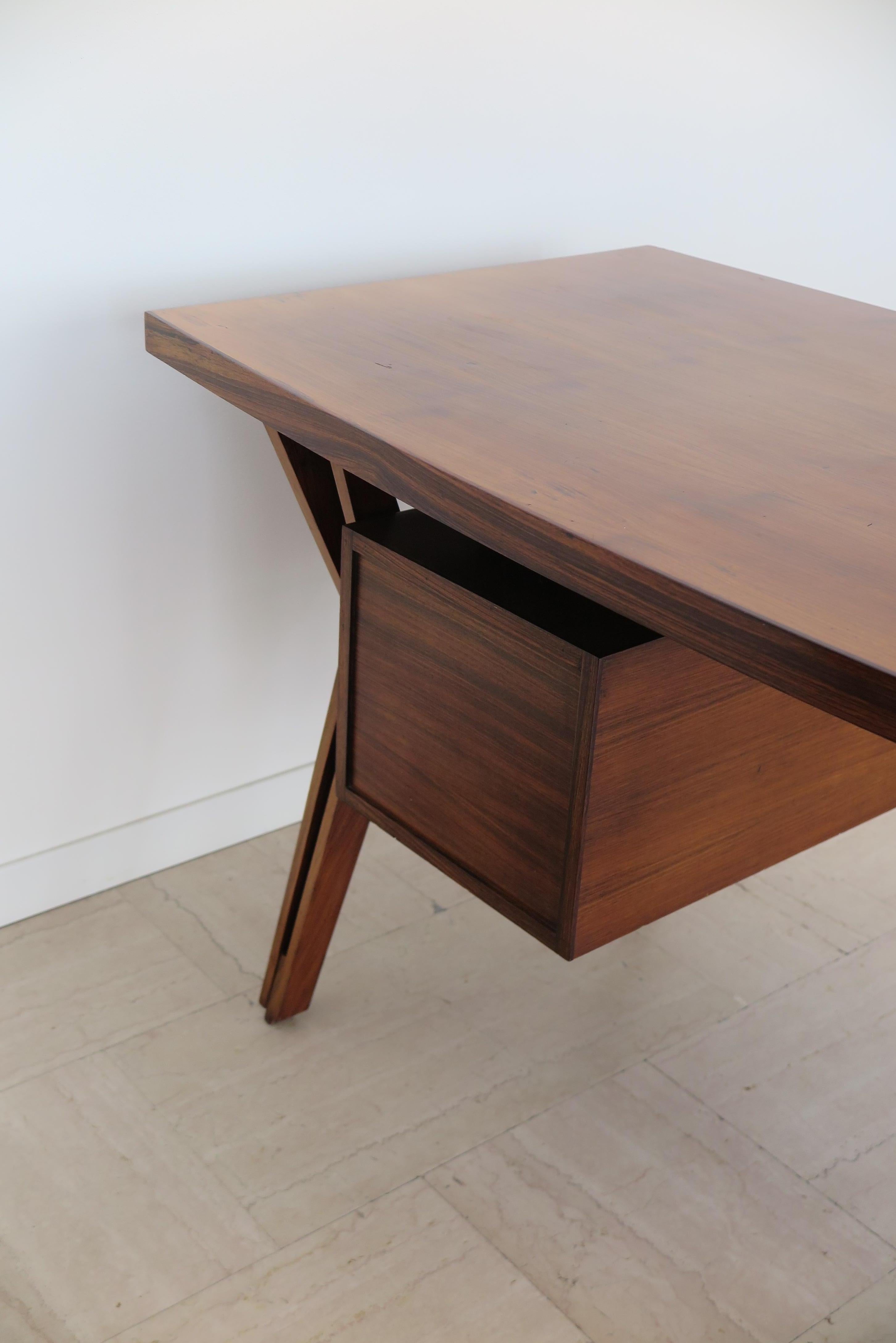 Italian Ico Parisi Midcentury Dark Wood Desk 