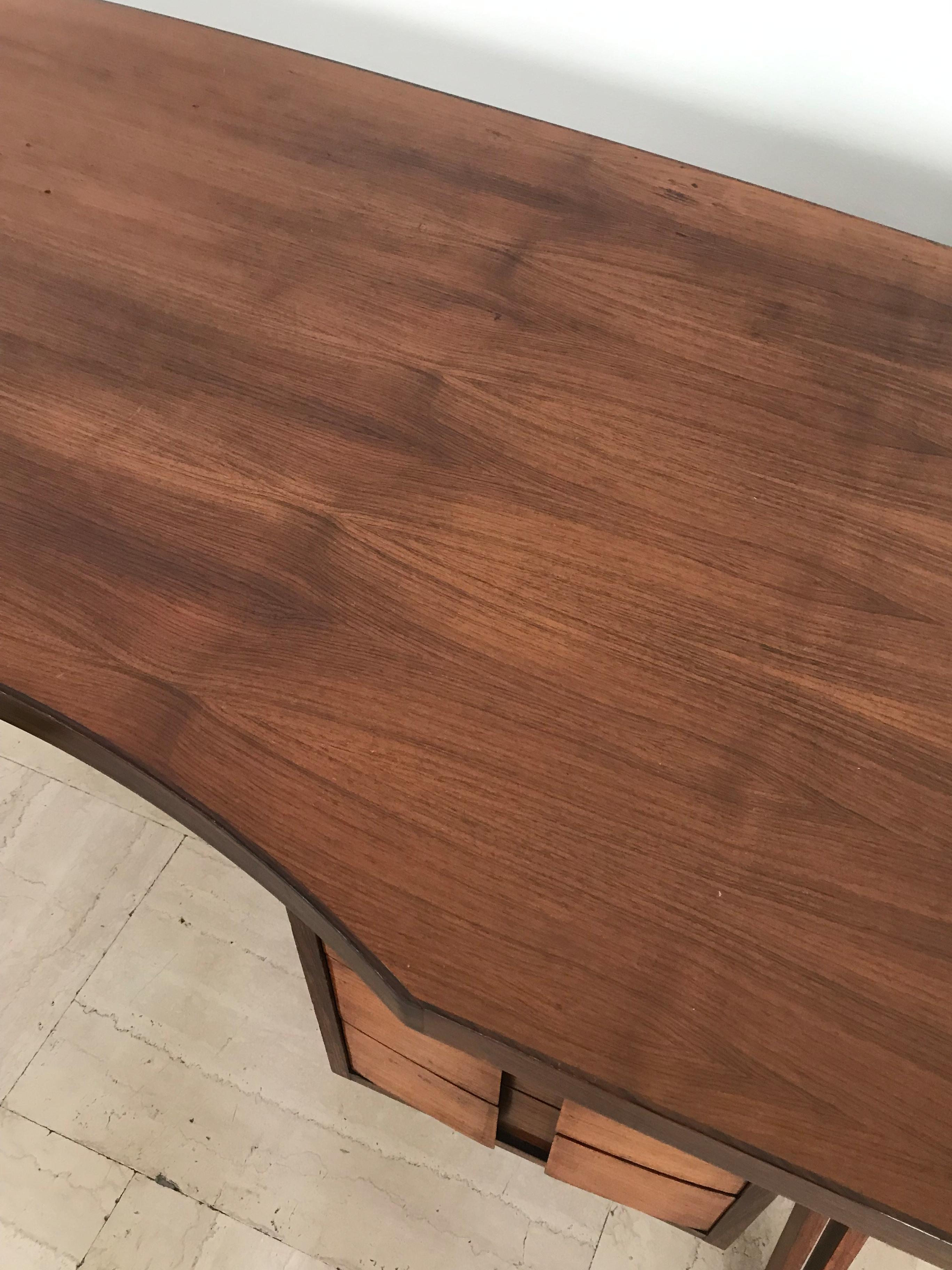 Italian Ico Parisi Midcentury Dark Wood Desk 
