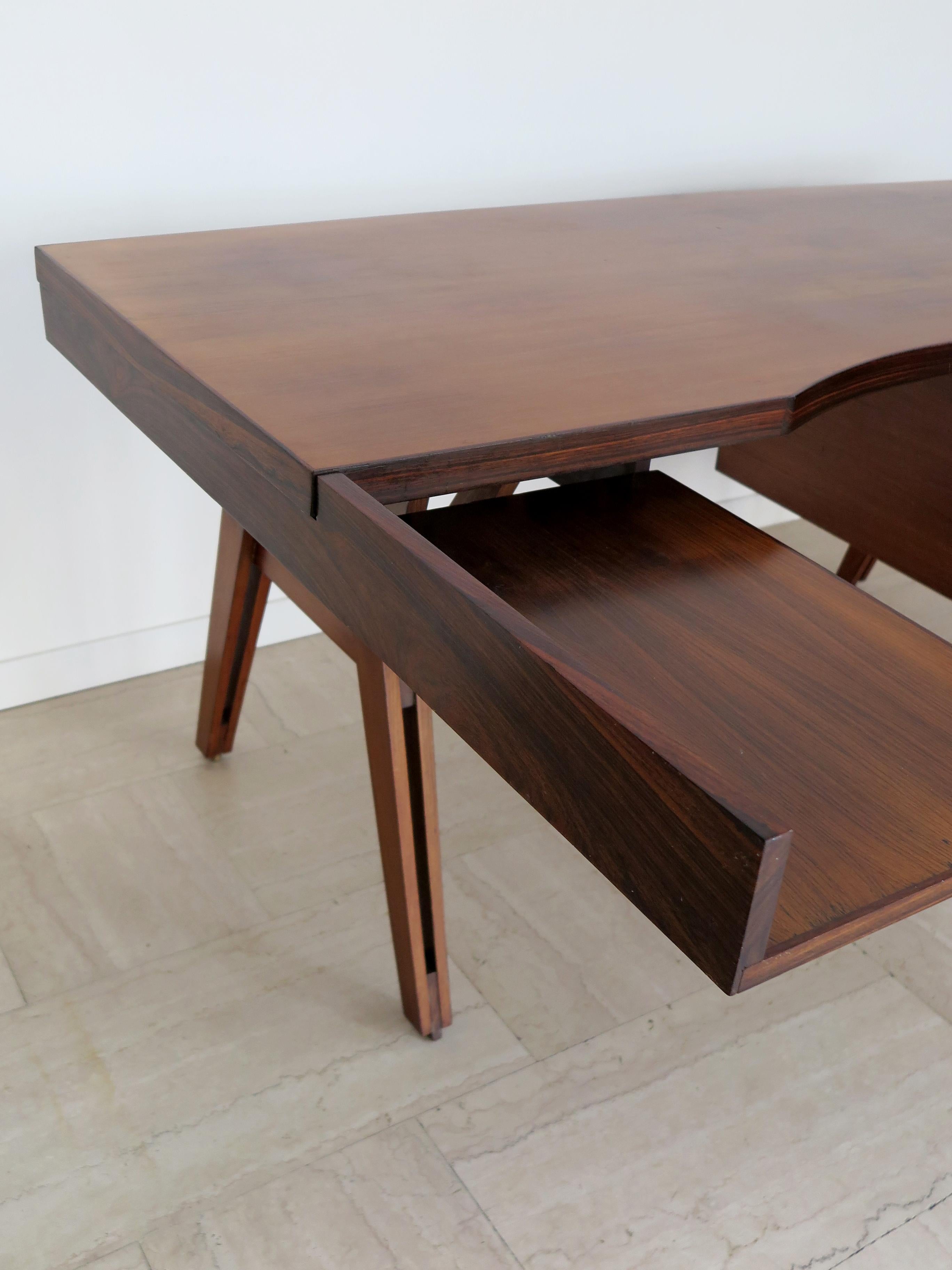 Italian Ico Parisi Midcentury Dark Wood Desk 