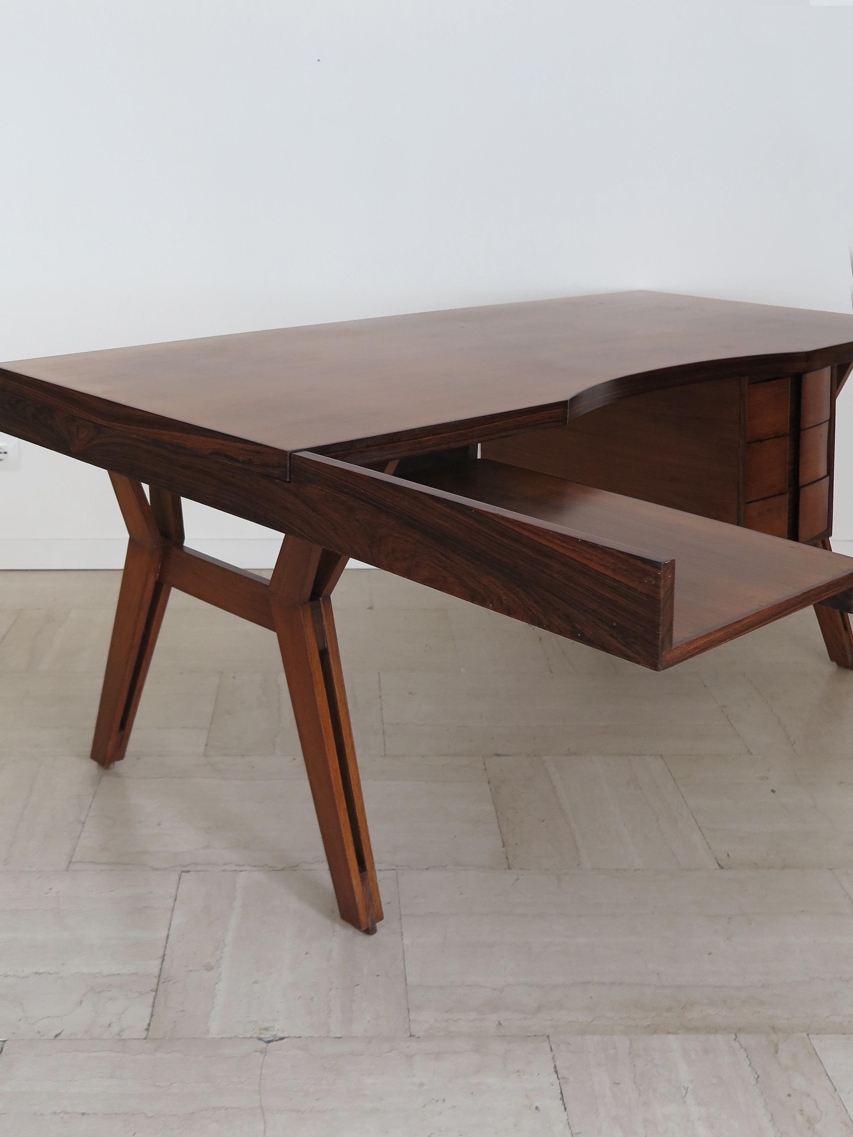 Mid-20th Century Italian Ico Parisi Midcentury Dark Wood Desk 