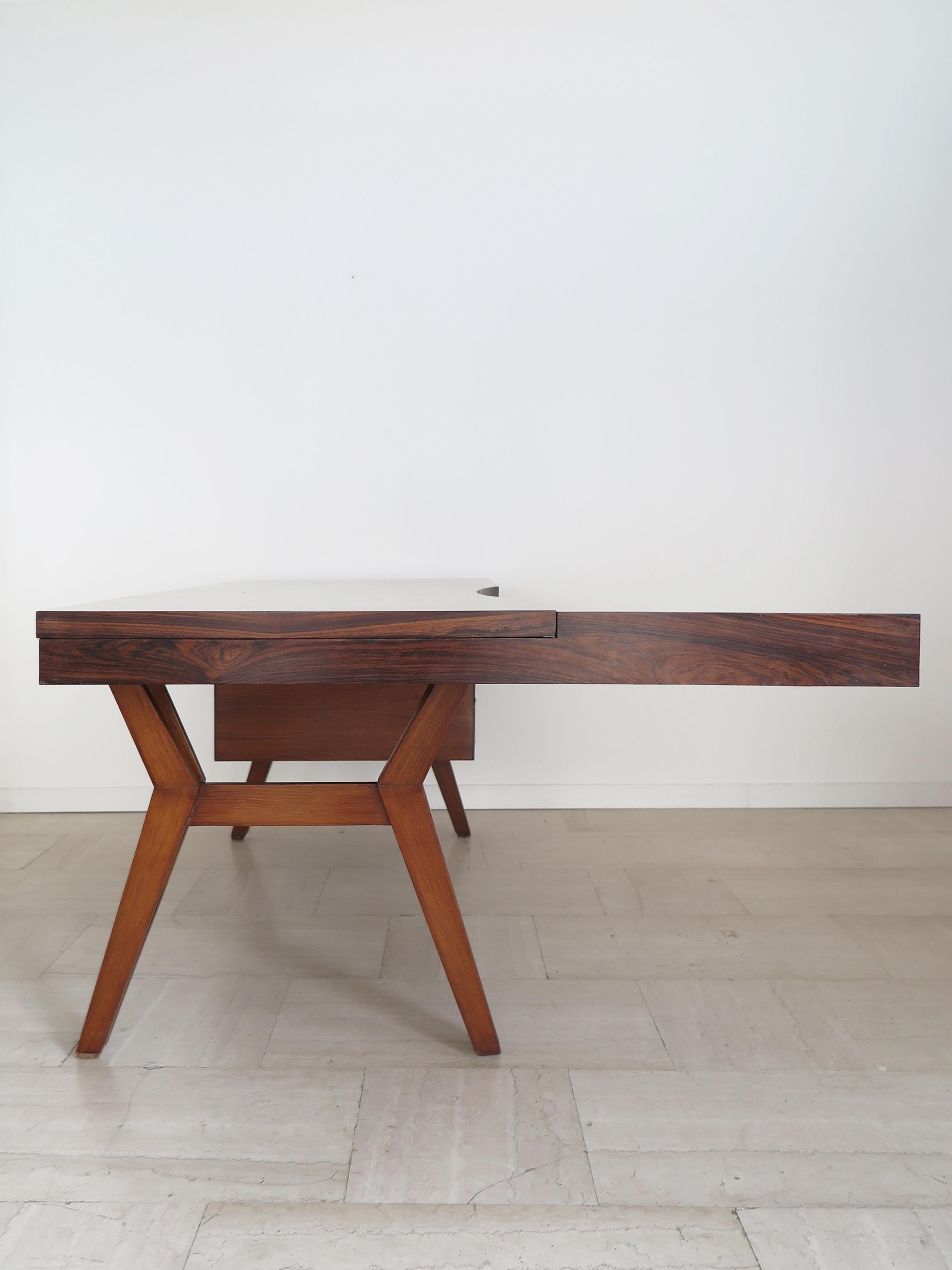 Italian Ico Parisi Midcentury Dark Wood Desk 