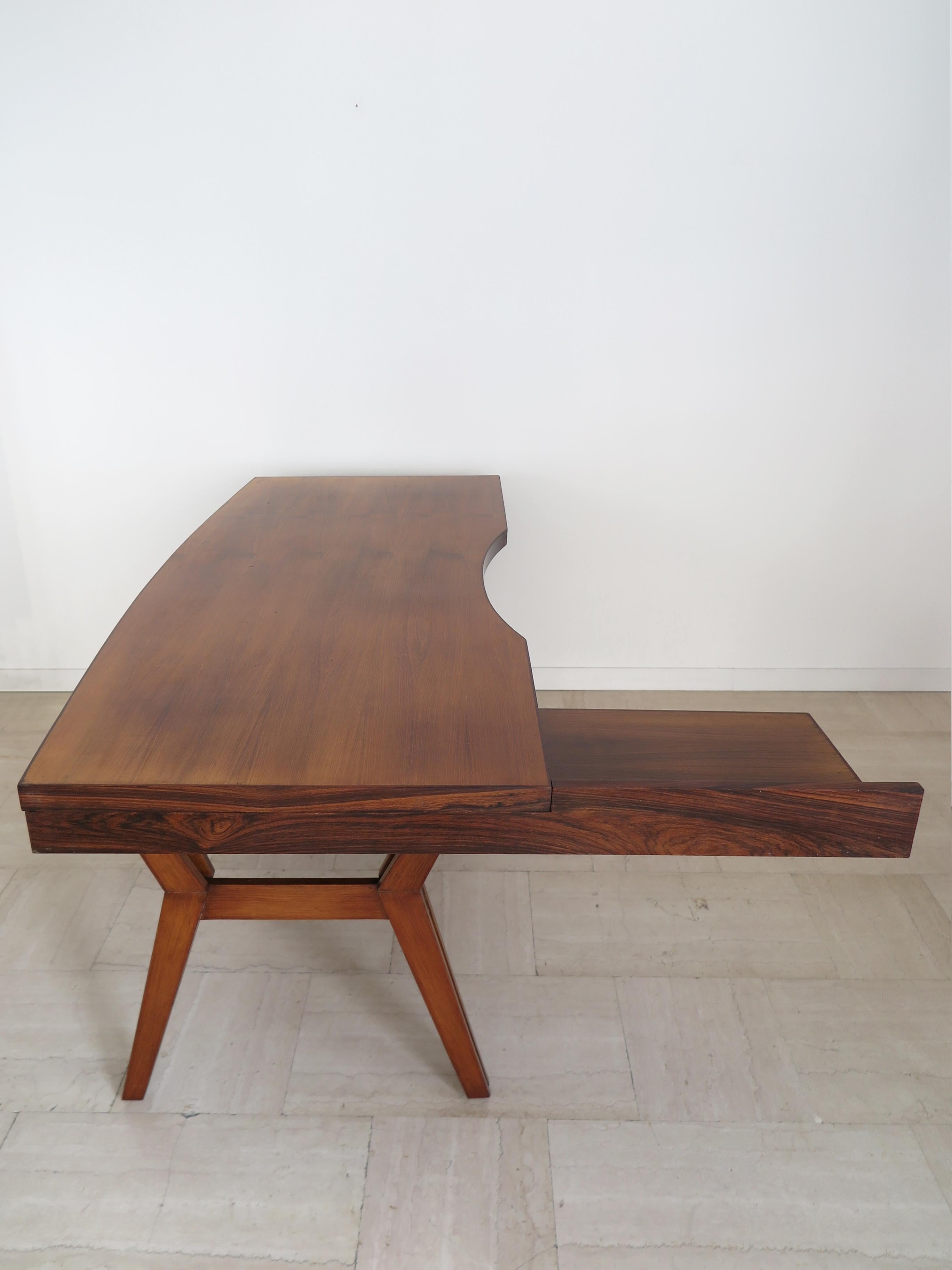 Italian Ico Parisi Midcentury Dark Wood Desk 