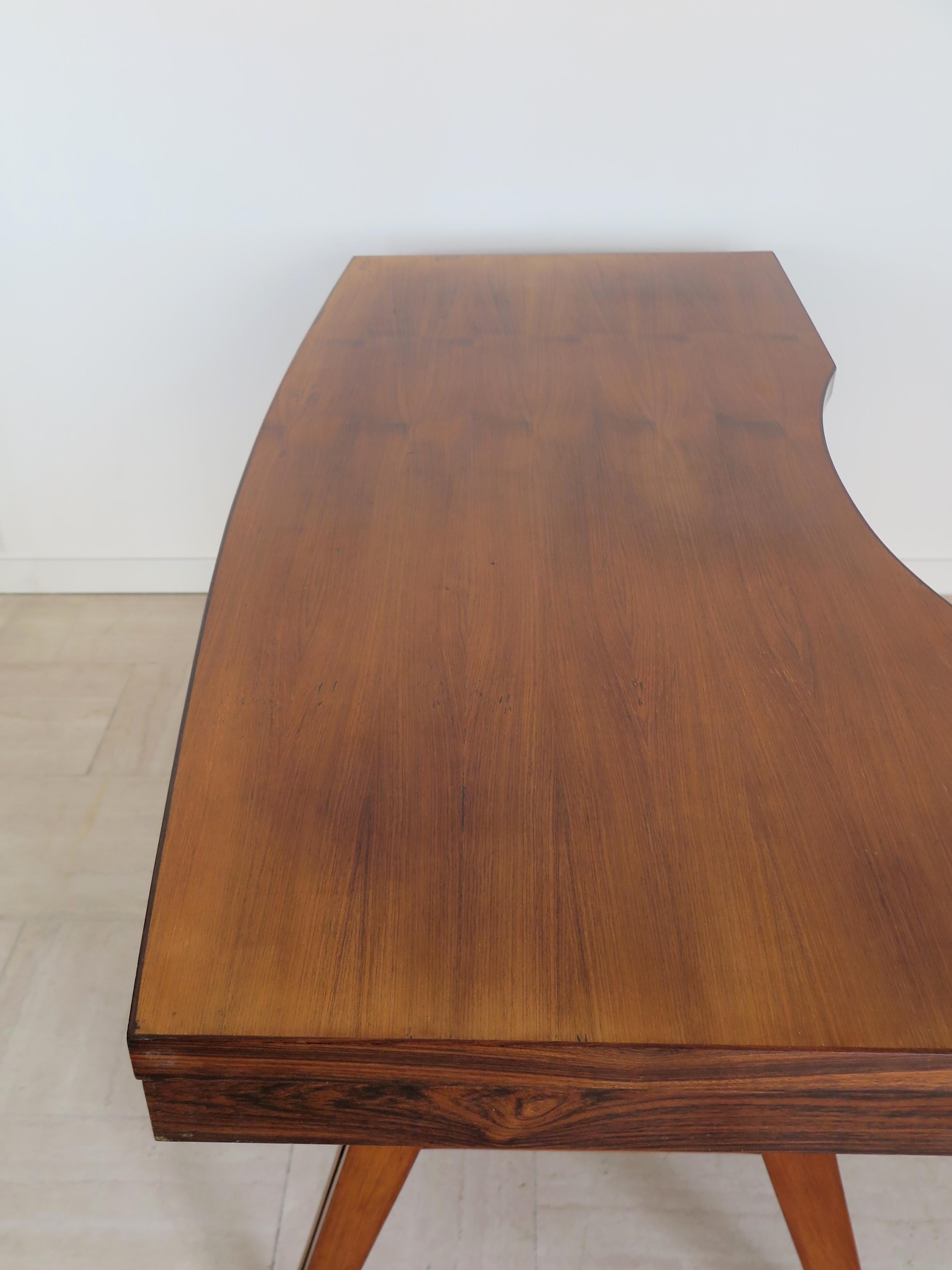 Italian Ico Parisi Midcentury Dark Wood Desk 