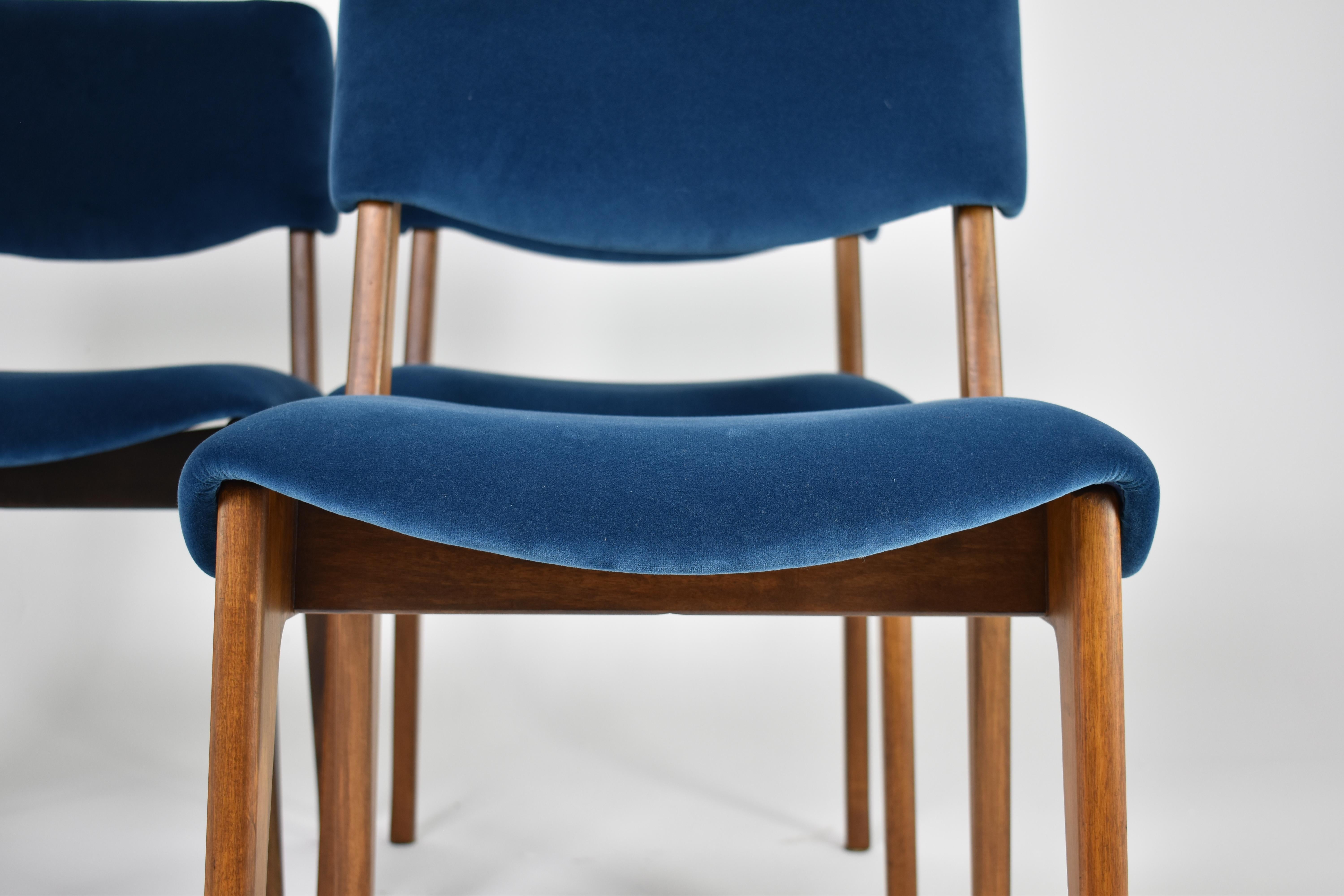 Mid-20th Century Italian Ico Parisi Wooden Dining Chairs, Set of Four, 1950s-60s For Sale