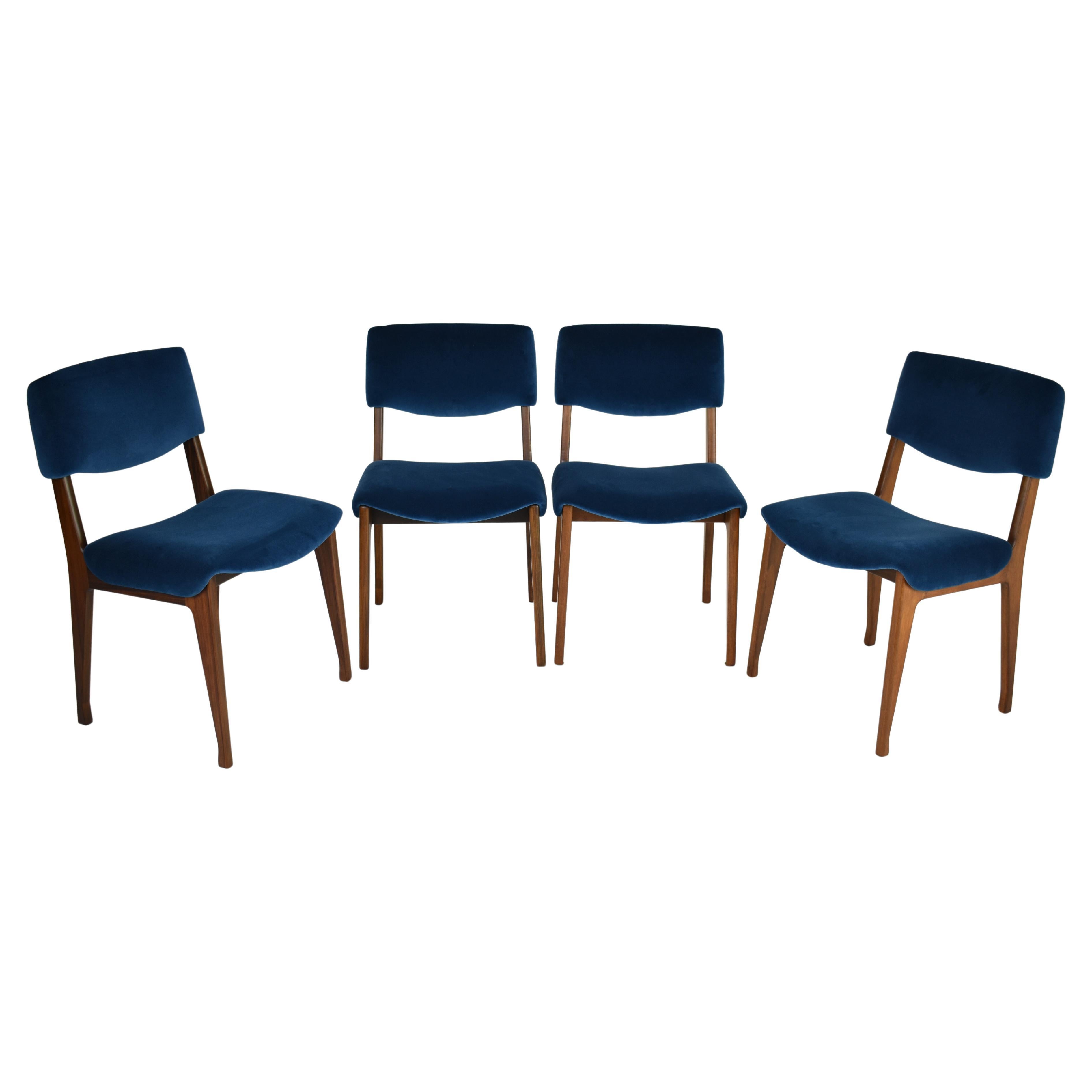 Italian Ico Parisi Wooden Dining Chairs, Set of Four, 1950s-60s For Sale
