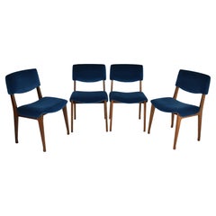 Retro Italian Ico Parisi Wooden Dining Chairs, Set of Four, 1950s-60s