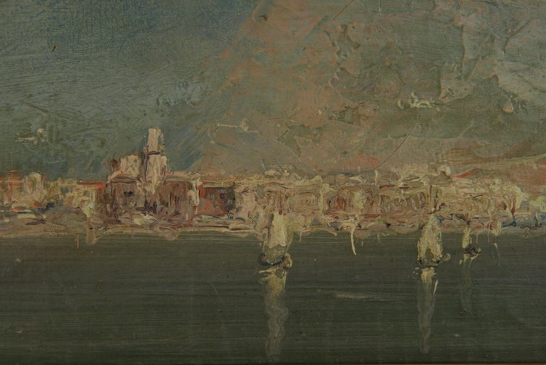 Mid-20th Century Italian Impressionist Coastal Landscape by Sima For Sale