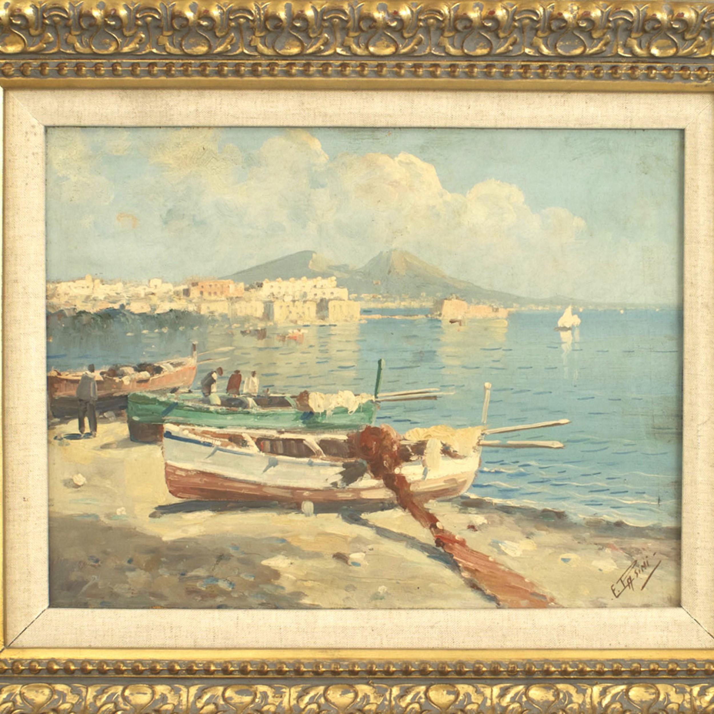 Vittoriano Pittura impressionista italiana di paesaggio marino in vendita