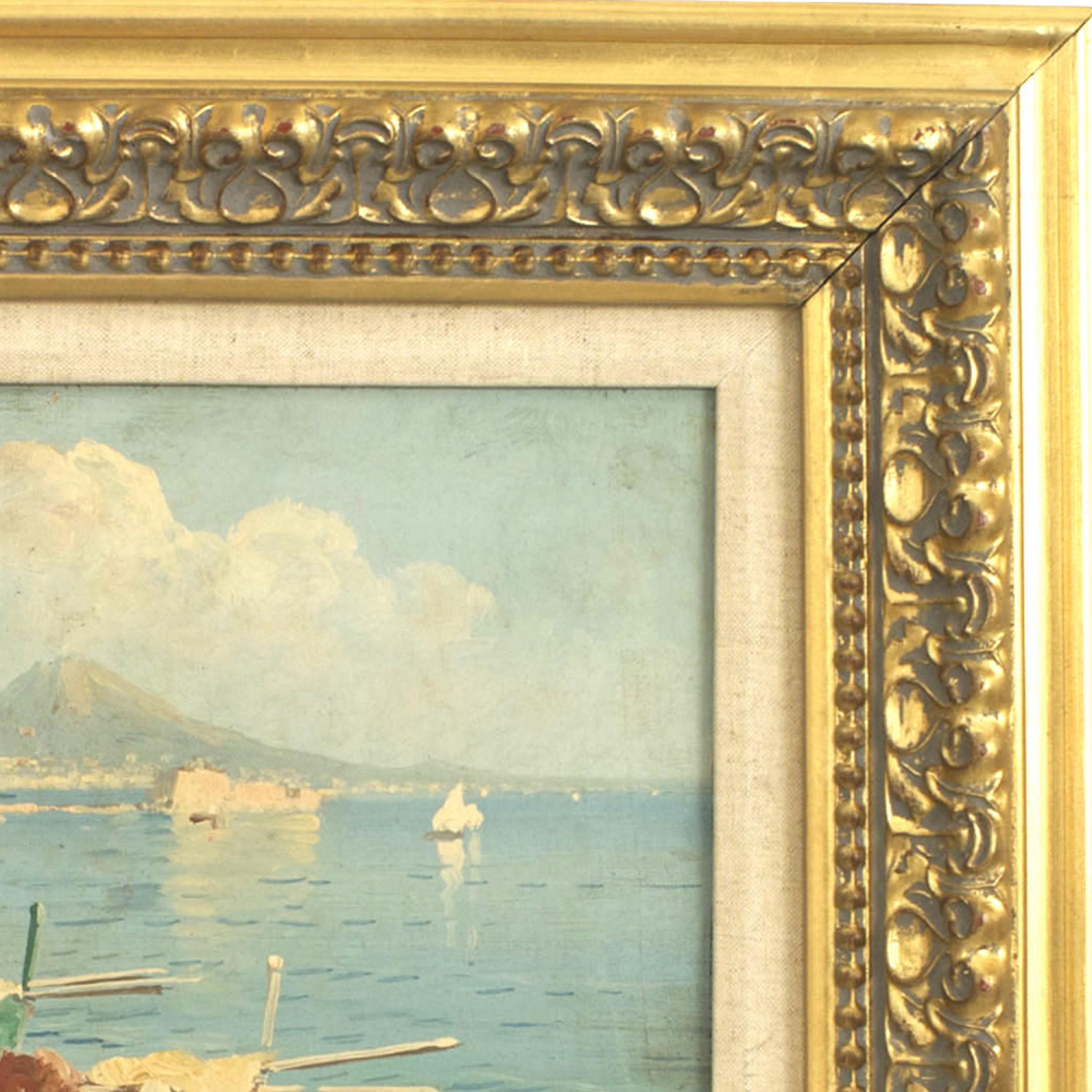 Fatto a mano Pittura impressionista italiana di paesaggio marino in vendita
