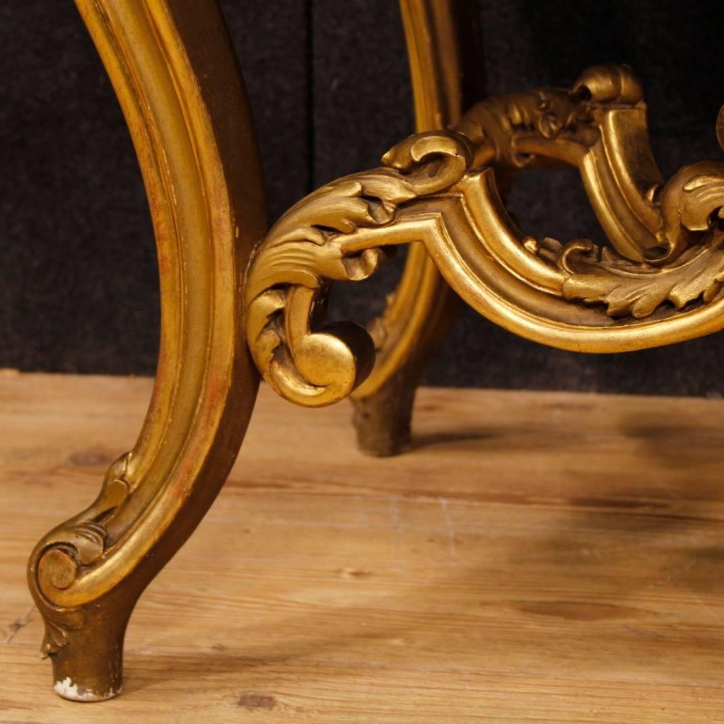 20th Century Gilt Wood with Onyx Top Italian Console Table, 1950 6