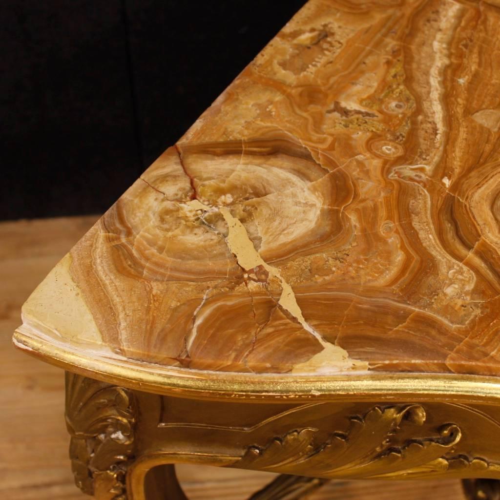 20th Century Gilt Wood with Onyx Top Italian Console Table, 1950 3