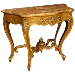 20th Century Gilt Wood with Onyx Top Italian Console Table, 1950