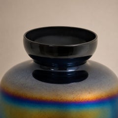 Italienische Vase im Stil von Venini Murano Glas Holographisch schillernd, 1970er Jahre