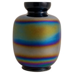 Italienische Vase im Stil von Venini Murano Glas Holographisch schillernd, 1970er Jahre
