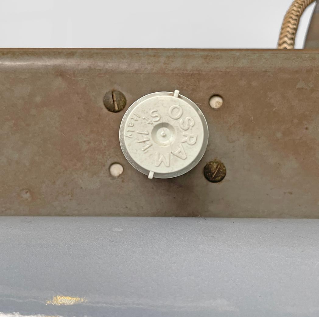 Lustre industriel italien en métal émaillé gris foncé avec chaîne, années 1940 en vente 6