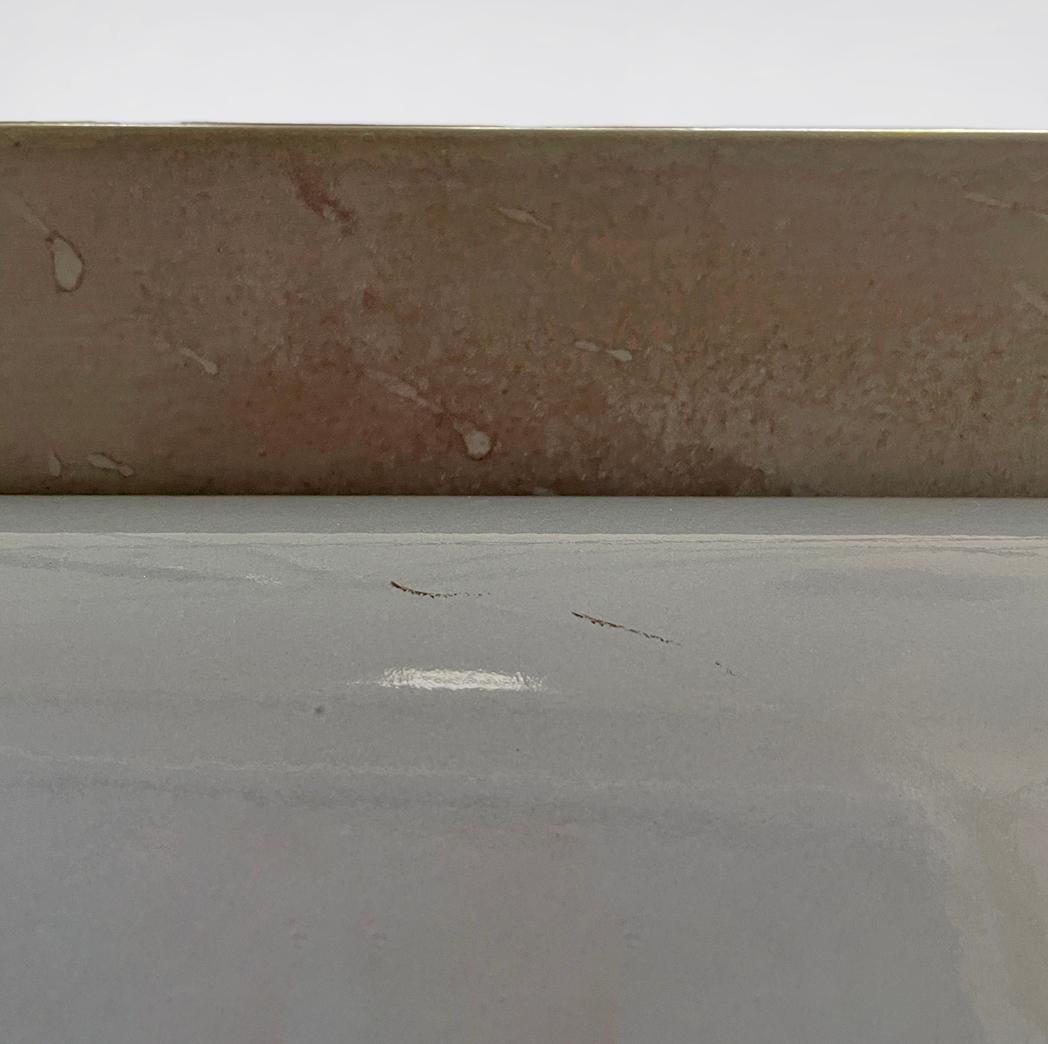 Lustre industriel italien en métal émaillé gris foncé avec chaîne, années 1940 en vente 9