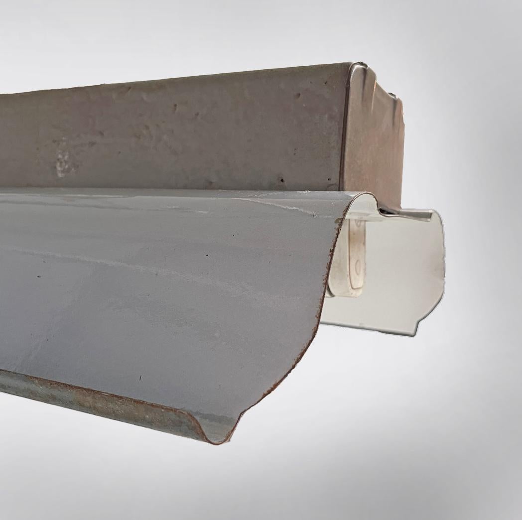 Lustre industriel italien en métal émaillé gris foncé avec chaîne, années 1940 en vente 13