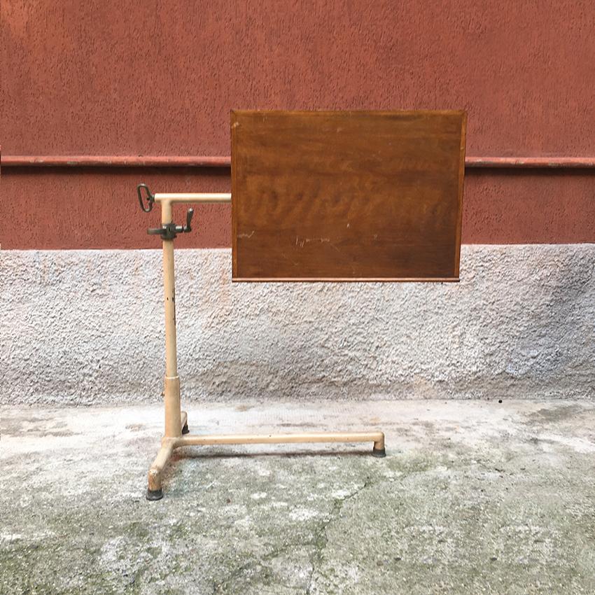 Lacquered Italian Industrial Iron and Wood Folding Table, 1950s
