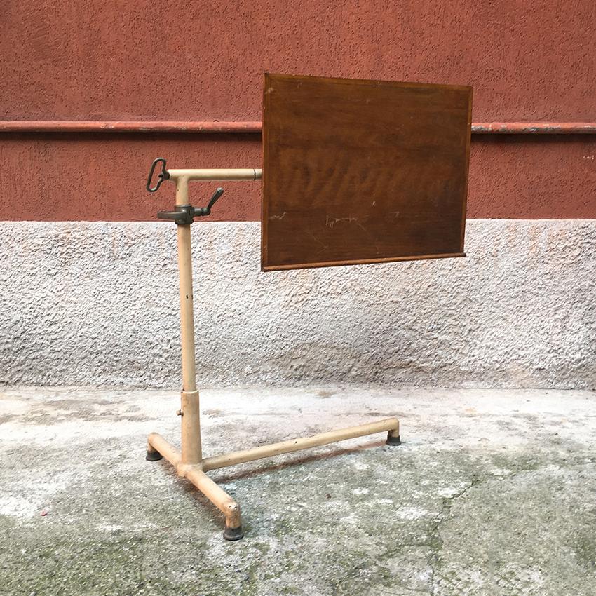 Italian Industrial Iron and Wood Folding Table, 1950s In Good Condition In MIlano, IT
