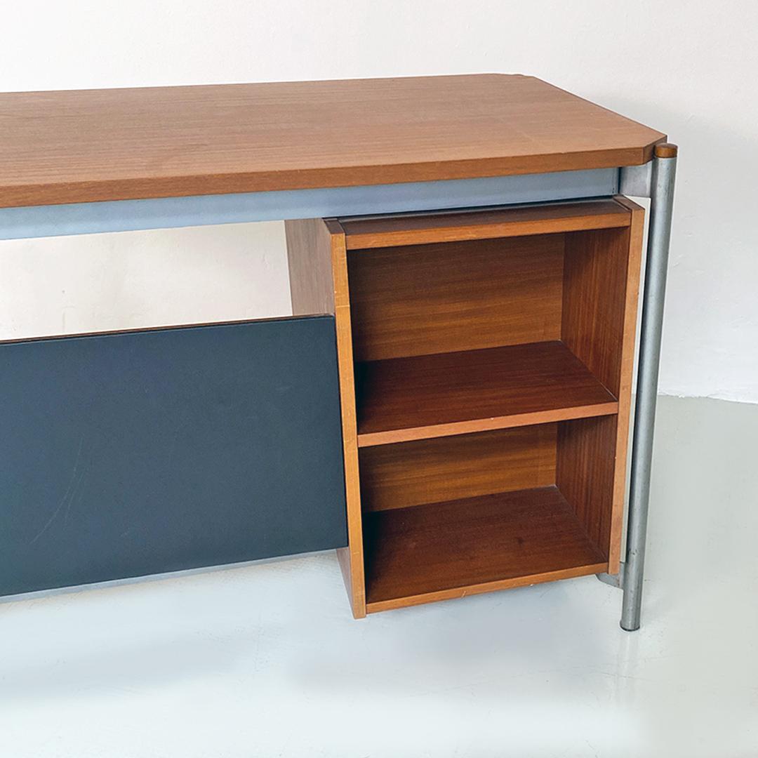 Italienischer Schreibtisch aus Metall und Holz mit Schubladen, 1970er-Jahre im Angebot 2