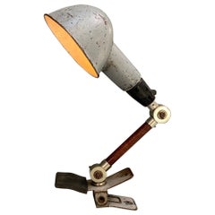 Italian Industrial Mid-Century Modern Metal Table and Wall Lamp with Clip, 1960s