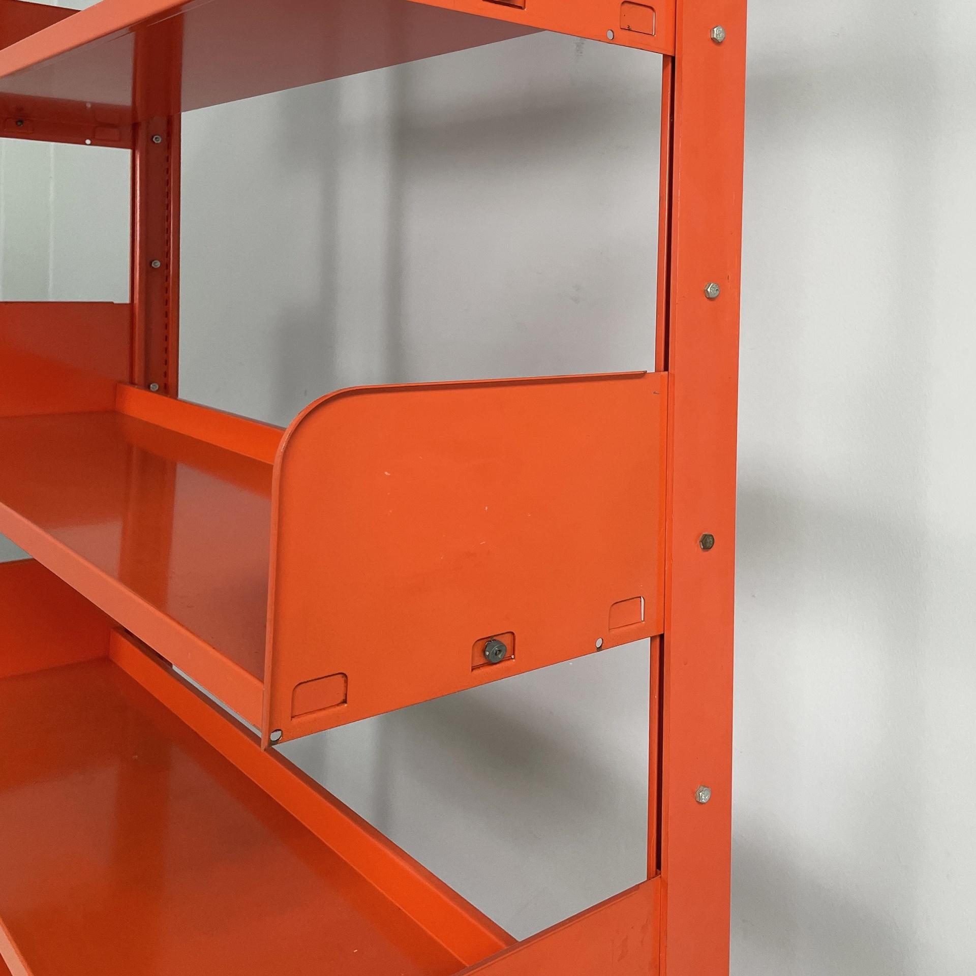 Italian industrial modern orange metal bookcase Congresso by Lips Vago, 1970s For Sale 6
