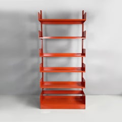 Italian industrial modern orange metal bookcase Congresso by Lips Vago, 1970s