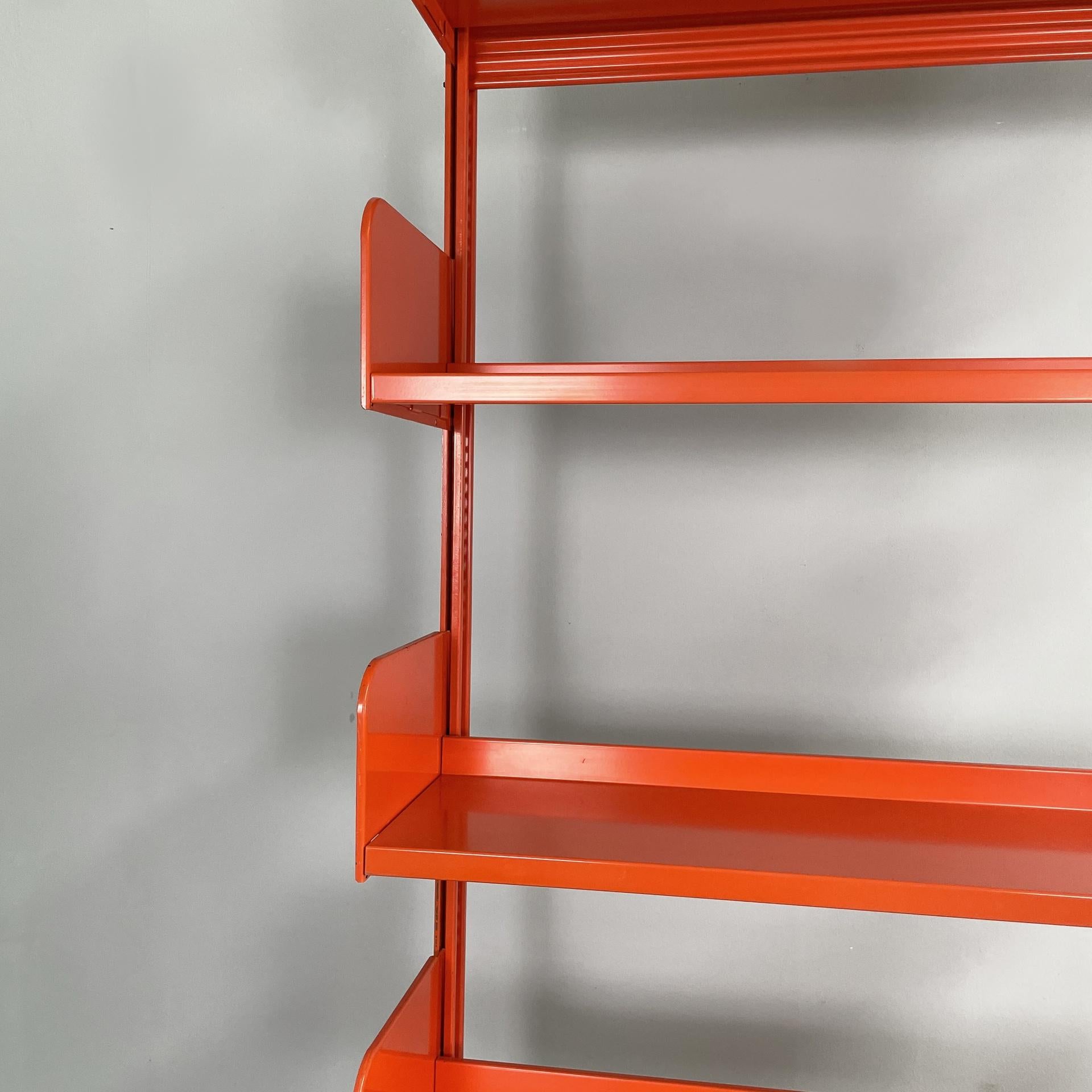 Late 20th Century Italian industrial modern orange metal bookcase Congresso by Lips Vago, 1970s For Sale