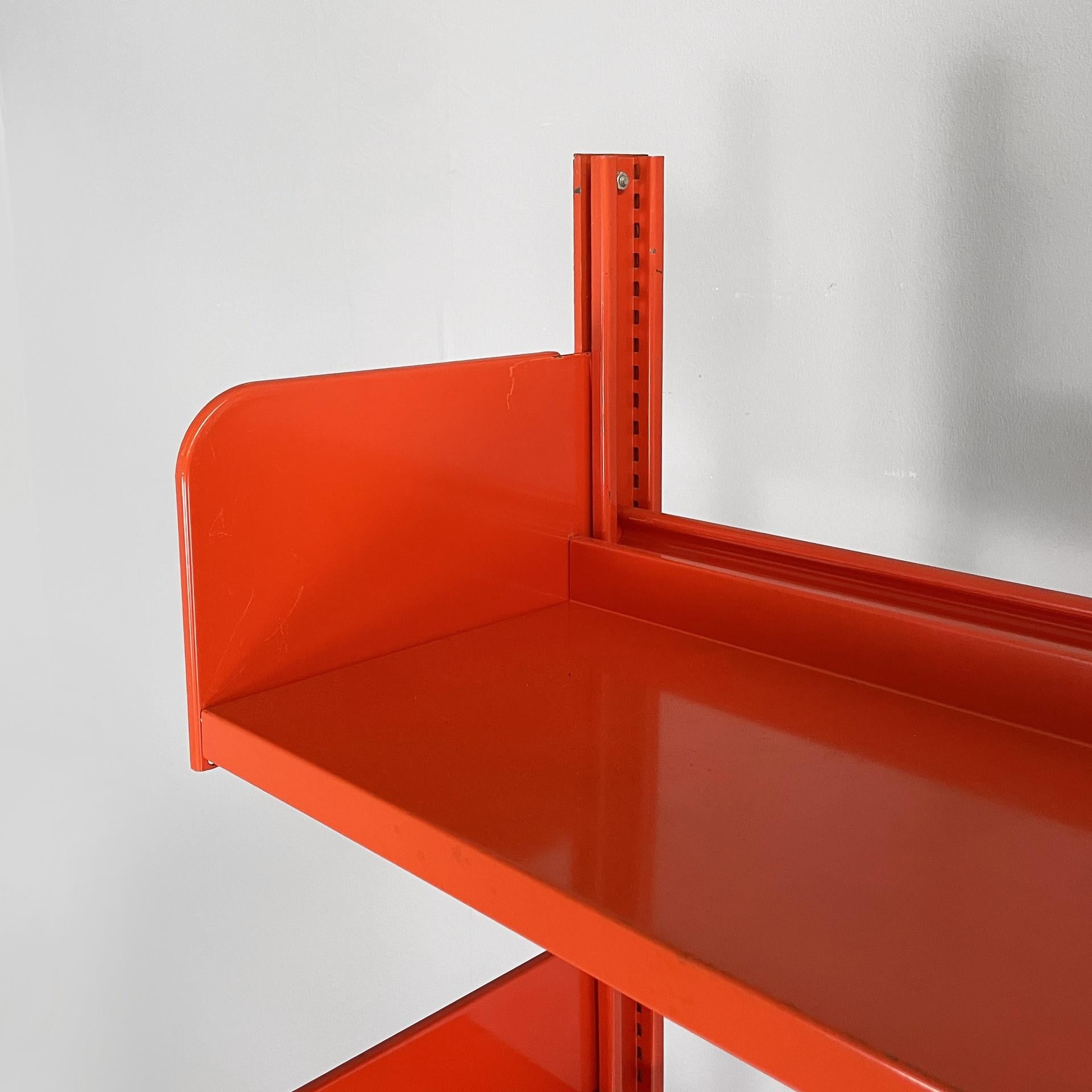 Metal Italian industrial modern orange metal bookcase Congresso by Lips Vago, 1970s For Sale