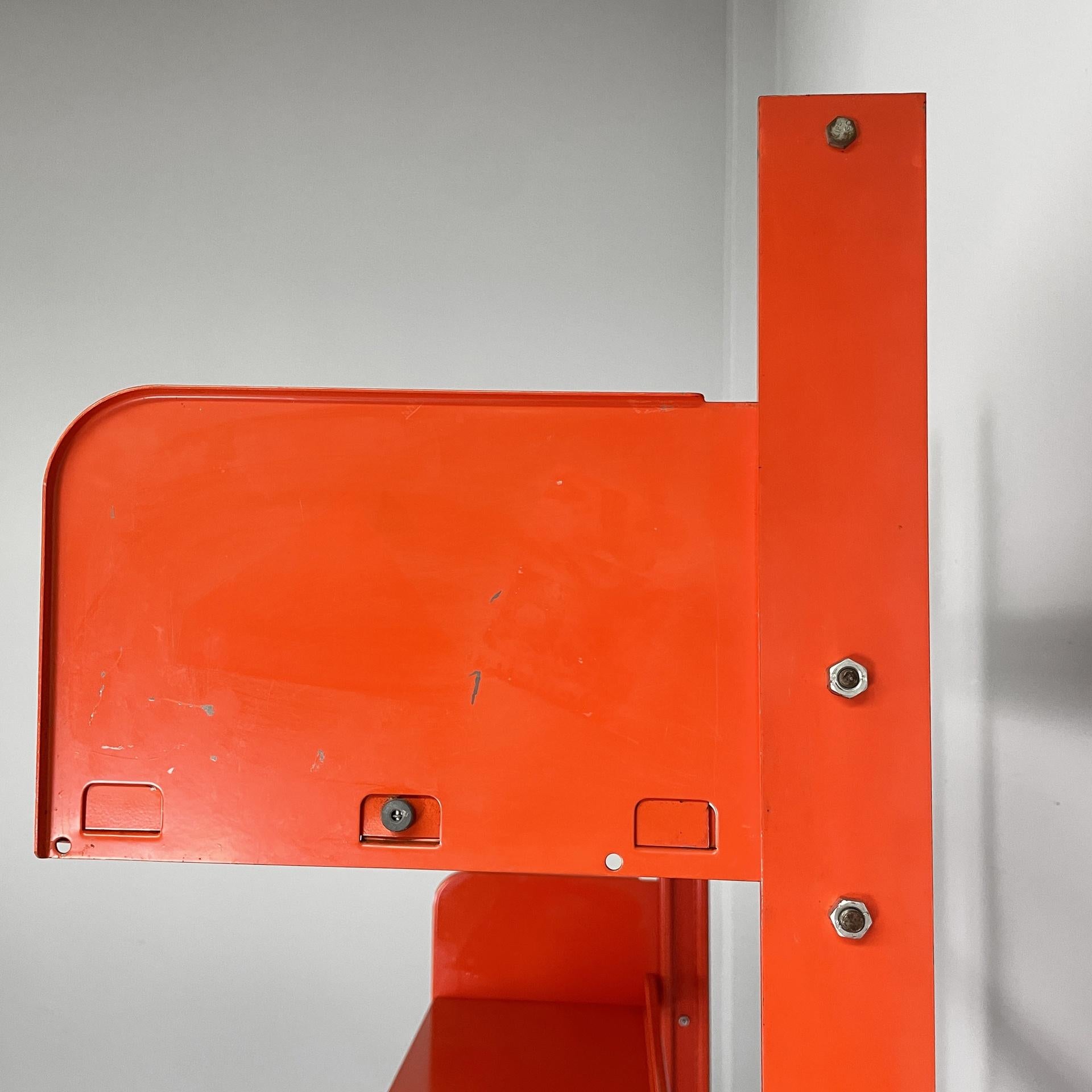 Italian industrial modern orange metal bookcase Congresso by Lips Vago, 1970s For Sale 1